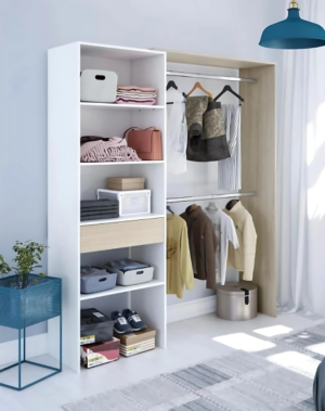 Aménagement Dressing Daji Réversible Blanc-chêne