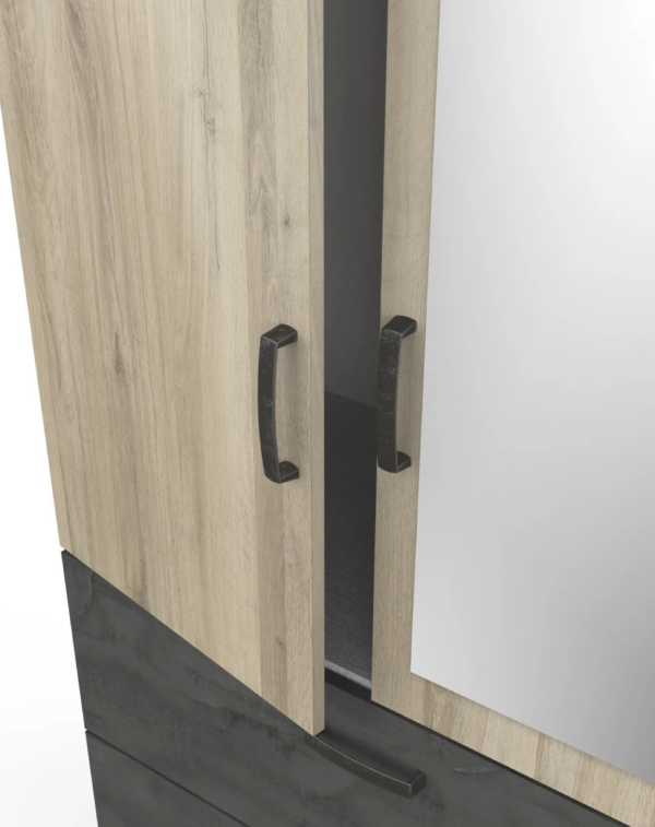 Armoire 3 portes 2 tiroirs READY imitation chêne (1) Armoire 3 portes 2 tiroirs READY imitation chêne