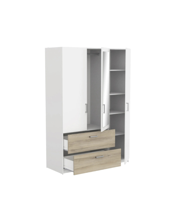 Armoire 3 portes 2 tiroirs READY imitation chêne (2) Armoire 3 portes 2 tiroirs READY imitation chêne