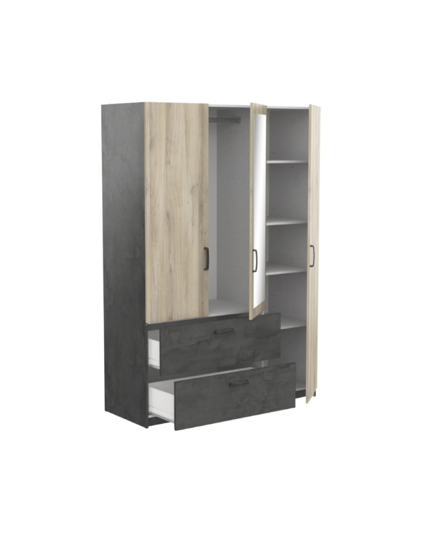 Armoire 3 portes 2 tiroirs READY imitation chêne (2) Armoire 3 portes 2 tiroirs READY imitation chêne