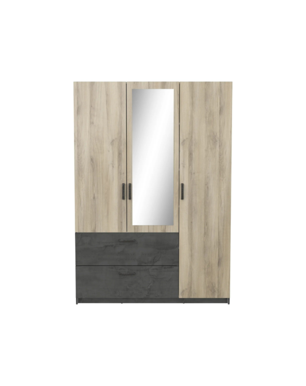 Armoire 3 portes 2 tiroirs READY imitation chêne (3) Armoire 3 portes 2 tiroirs READY imitation chêne