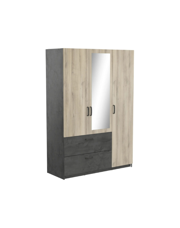 Armoire 3 portes 2 tiroirs READY imitation chêne (4) Armoire 3 portes 2 tiroirs READY imitation chêne