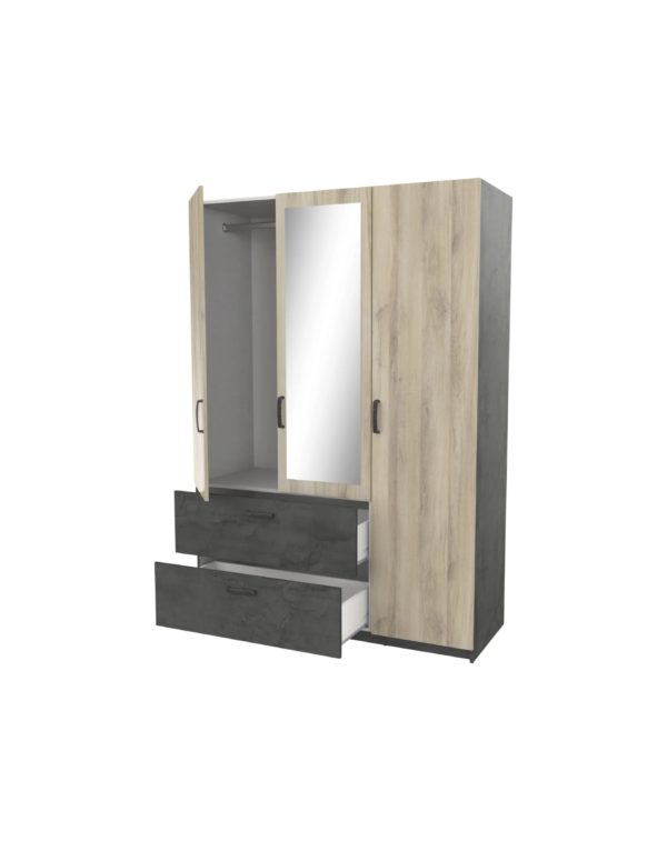 Armoire 3 portes 2 tiroirs READY imitation chêne (5) Armoire 3 portes 2 tiroirs READY imitation chêne