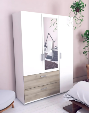 Armoire 3 portes 2 tiroirs READY imitation chêne