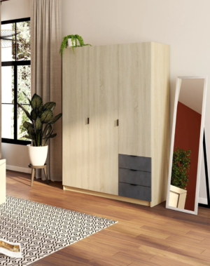 Armoire AYALA imitation Chêne et noir