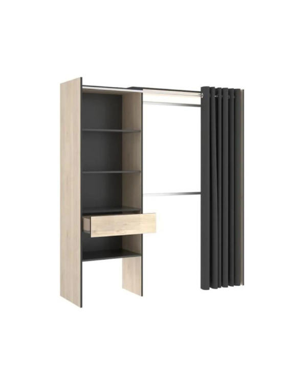 Armoire Dressing Extensible Avec Rideau + 1 Tiroir (2) Armoire Dressing Extensible Avec Rideau + 1 Tiroir