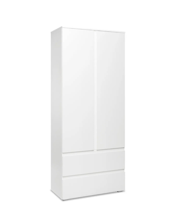 Armoire LUMIA 2 portes 2 tiroirs blanc (1) Armoire LUMIA 2 portes 2 tiroirs blanc