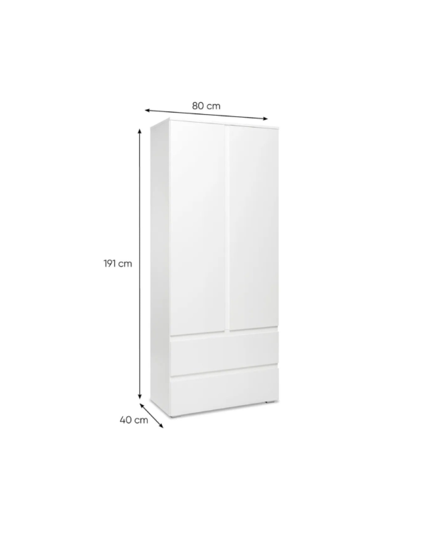 Armoire LUMIA 2 portes 2 tiroirs blanc (3) Armoire LUMIA 2 portes 2 tiroirs blanc