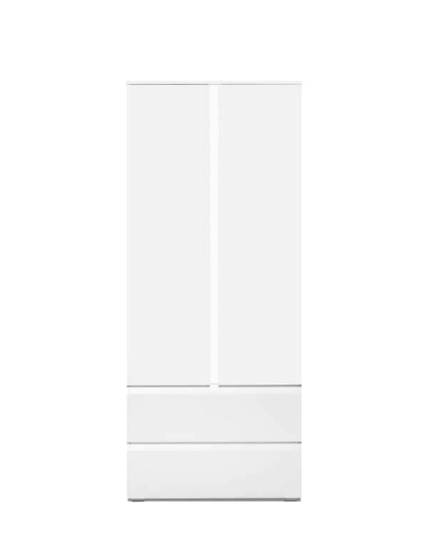 Armoire LUMIA 2 portes 2 tiroirs blanc (4) Armoire LUMIA 2 portes 2 tiroirs blanc
