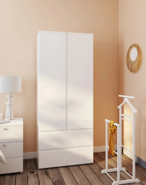 Armoire LUMIA 2 portes 2 tiroirs blanc