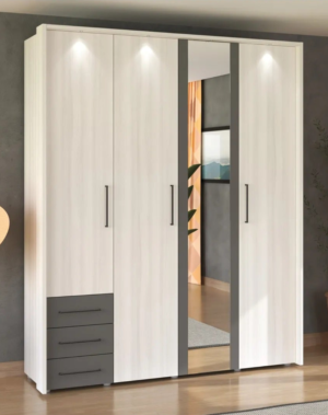 Armoire SIDON blanc grisé et anthracite