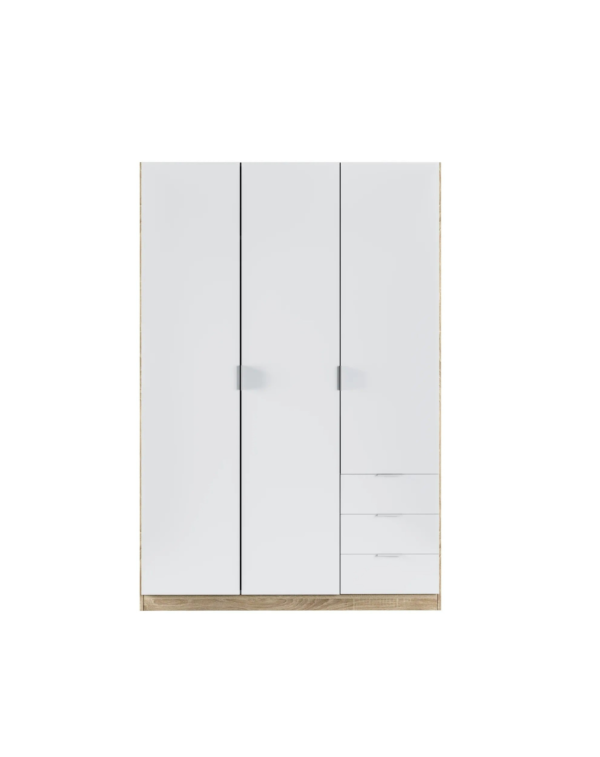 Armoire ZOA 3 tiroirs et 3 portes Blanc et chêne (1) Armoire ZOA 3 tiroirs et 3 portes Blanc et chêne