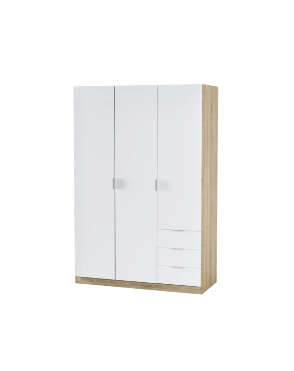 Armoire ZOA 3 tiroirs et 3 portes Blanc et chêne (4) Armoire ZOA 3 tiroirs et 3 portes Blanc et chêne