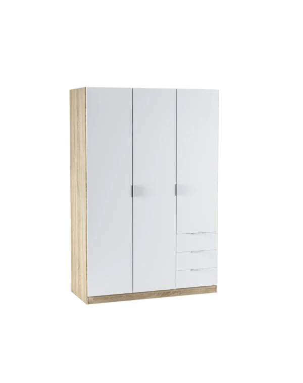 Armoire ZOA 3 tiroirs et 3 portes Blanc et chêne (5) Armoire ZOA 3 tiroirs et 3 portes Blanc et chêne