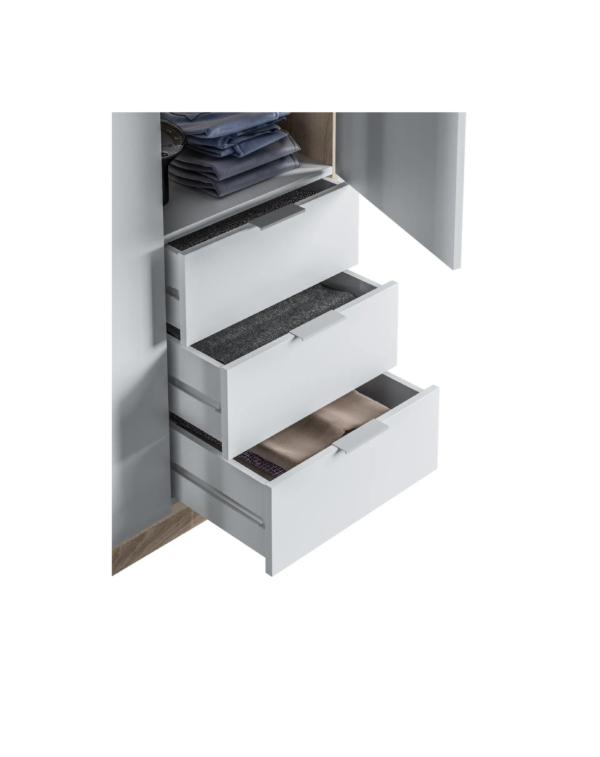 Armoire ZOA 3 tiroirs et 3 portes Blanc et chêne (6) Armoire ZOA 3 tiroirs et 3 portes Blanc et chêne