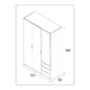 Armoire ZOA 3 tiroirs et 3 portes Blanc et chêne