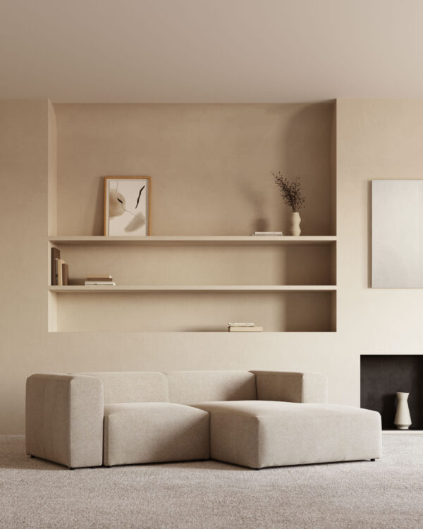 Canapé Blok 2 places méridienne droite beige