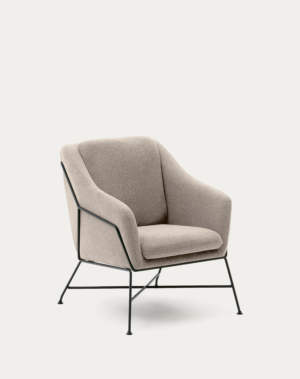 Fauteuil Brida beige et pieds en acier