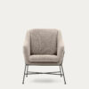 Fauteuil Brida beige et pieds en acier