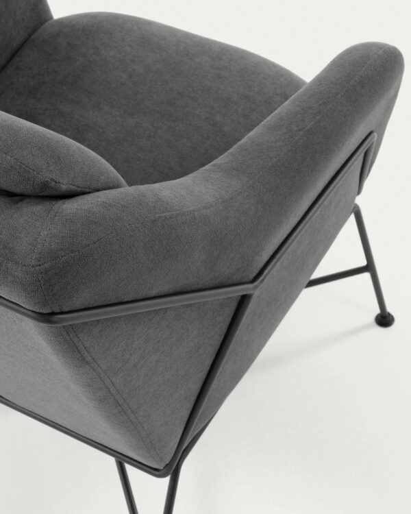 Fauteuil Brida gris foncé avec structure en acier