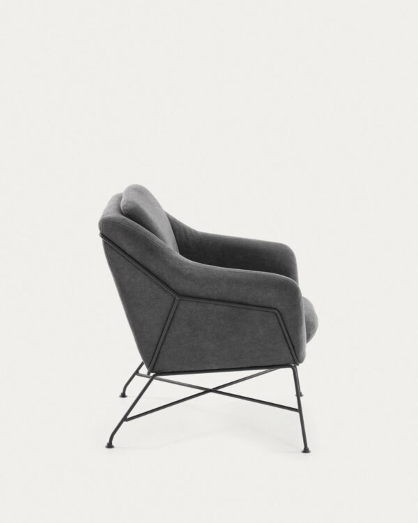 Fauteuil Brida gris foncé avec structure en acier