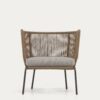 Fauteuil Nadin en corde beige et pieds en acier