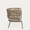 Fauteuil Nadin en corde beige et pieds en acier