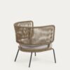 Fauteuil Nadin en corde beige et pieds en acier