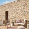 Fauteuil Nadin en corde beige et pieds en acier