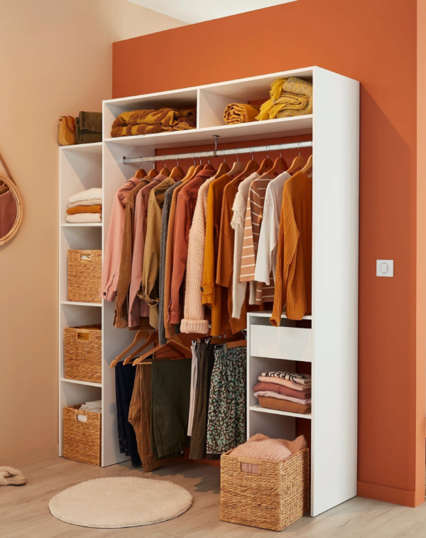 Kit dressing 1 colonne extensible et 1 bloc de rangement Dressmod blanc (2) Kit dressing 1 colonne extensible et 1 bloc de rangement Dressmod