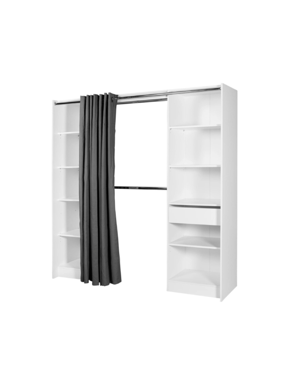 Kit dressing 2 colonnes réversibles avec rideau Eklips II coloris blanc (2) Kit dressing 2 colonnes réversibles avec rideau Eklips II coloris blanc