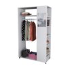 Meuble Dressing Penderie Blanc 8 Niches Miroir Roulettes