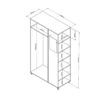 Meuble Dressing Penderie Blanc 8 Niches Miroir Roulettes