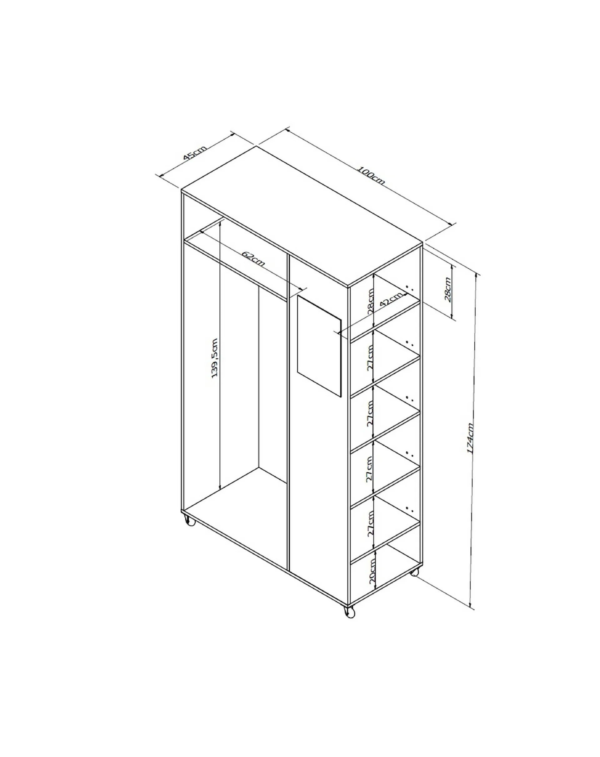 Meuble Dressing Penderie Blanc 8 Niches Miroir Roulettes (3) Meuble Dressing Penderie Blanc 8 Niches Miroir Roulettes