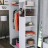 Meuble Dressing Penderie Blanc 8 Niches Miroir Roulettes