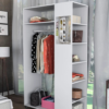 Meuble Dressing Penderie Blanc 8 Niches Miroir Roulettes