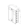 Meuble Dressing Penderie Blanc 8 Niches Miroir Roulettes