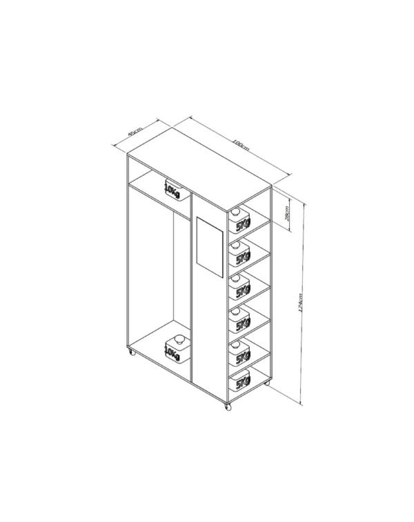 Meuble Dressing Penderie Blanc 8 Niches Miroir Roulettes (6) Meuble Dressing Penderie Blanc 8 Niches Miroir Roulettes