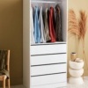 Module Dressing Avec 4 Tiroirs Et 1 Penderie Blanc