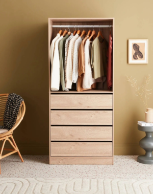 Module Dressing Avec 4 Tiroirs Et 1 Penderie Naturel