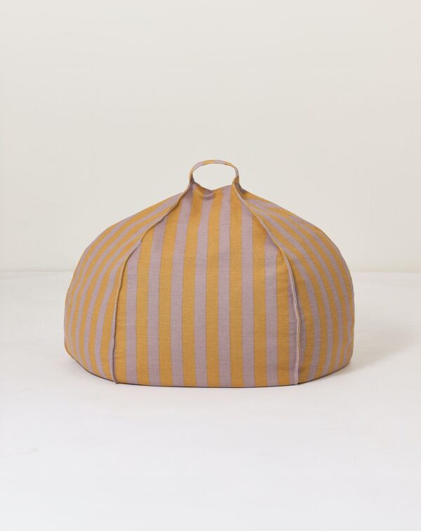 Pouf rond Vibes Lilas jaune rayures (2) Pouf rond Vibes