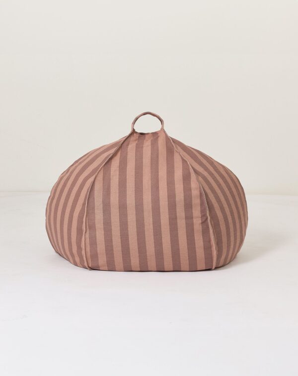 Pouf rond Vibes Rose mauve rayures (1) Pouf rond Vibes