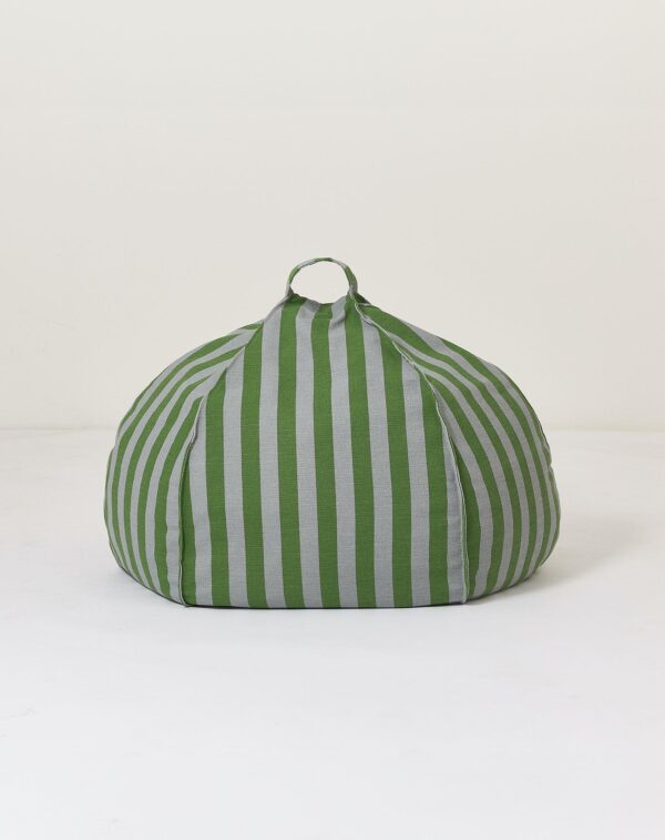 Pouf rond Vibes Vert bleu rayures (1) Pouf rond Vibes
