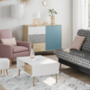 Rangement scandinave ARUBA Chêne gris bleu et blanc