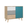 Rangement scandinave ARUBA Chêne gris bleu et blanc