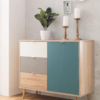 Rangement scandinave ARUBA Chêne gris bleu et blanc