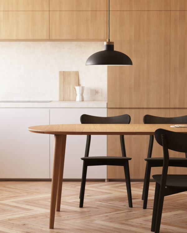 Table extensible ronde Oqui MDF en placage