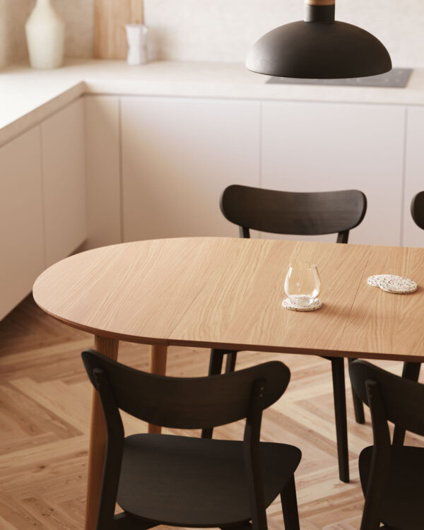 Table extensible ronde Oqui MDF en placage